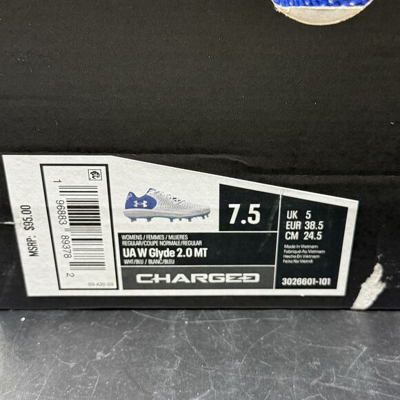 Under Armour Womens Glyde 2.0 MT Size 7.5 Blue White 3026601-101 NEW - Picture 8 of 9